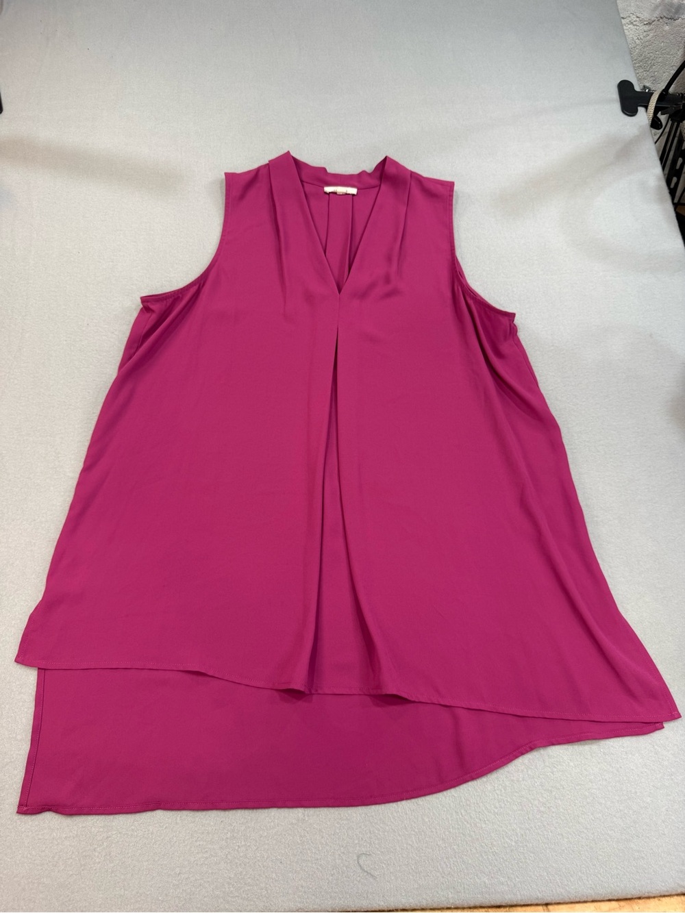 Pleione Sleeveless V-Neck Layered Tunic - Magenta